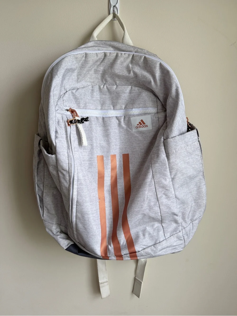Adidas 3 Stripes Gray and Rose Gold Backpack
